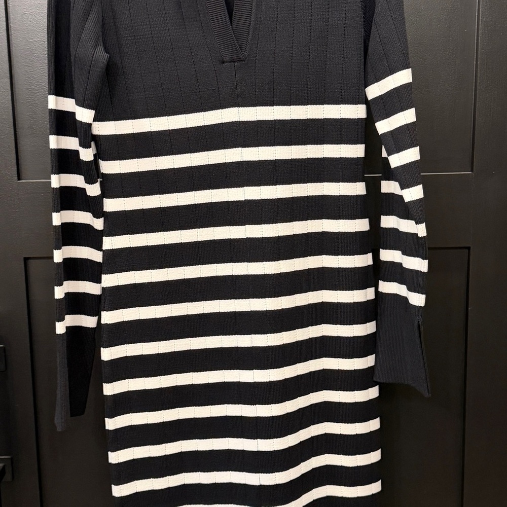 Vici Black and White Striped Long Sleeve Dress